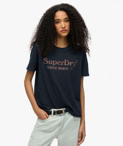 Women's Venue Metallic Relaxed T-shirt / Eclipse - Size: 6 - Superdry - Modalova
