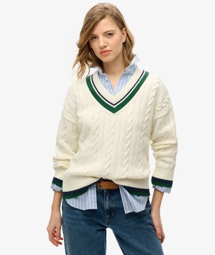 Women's Cricket Strickpullover in Übergröße mit V-ausschnitt - Größe: 40 - Superdry - Modalova