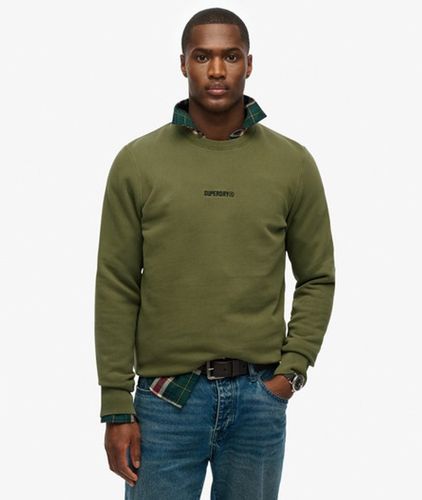 Men's Micro Logo Crew Sweatshirt / Olive Night - Size: Xxl - Superdry - Modalova