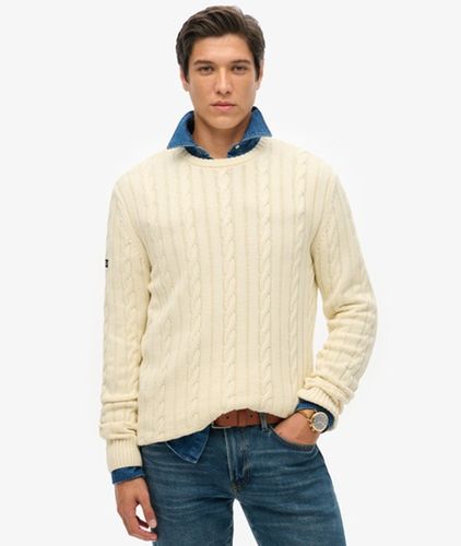 Herren Zopfstrickpullover aus Baumwolle mit Rundhalsausschnitt - Größe: XL - Superdry - Modalova