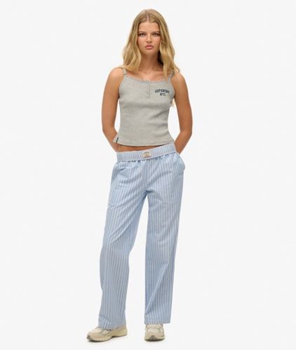 Damen Gestreifte Bio-baumwoll-hose Reguläre Passform - Größe: 40 - Superdry - Modalova