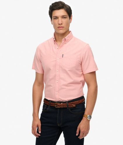 Men's Oxford Short Sleeve Shirt Pink / Rose Pink Chambray - Size: S - Superdry - Modalova