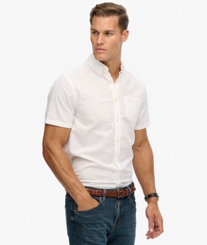 Herren Kurzärmeliges City Baumwoll-leinenhemd - Größe: L - Superdry - Modalova