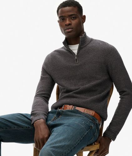 Herren Strukturierter Baumwollpullover mit Halblangem Reißverschluss - Größe: Xxl - Superdry - Modalova