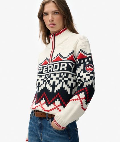 Damen Intarsia Pullover mit Halbem Reißverschluss - Größe: 38 - Superdry - Modalova