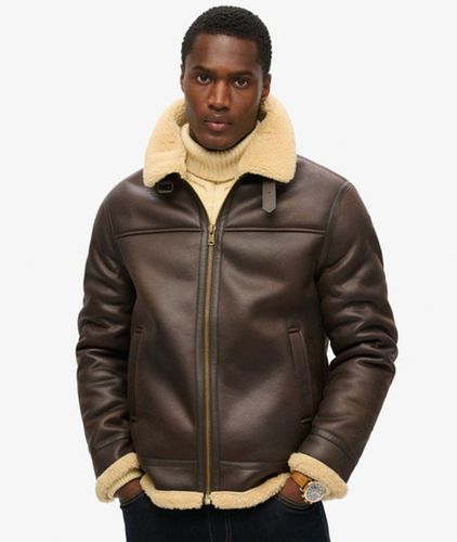 Herren Pilotenjacke aus Lammfellimitat - Größe: M - Superdry - Modalova