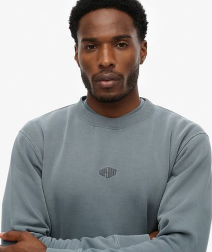 Herren Baumwolle Gesticktes Logo Micro Pullover mit Rundhalsausschnitt Sweatshirt, - Größe: M - Superdry - Modalova