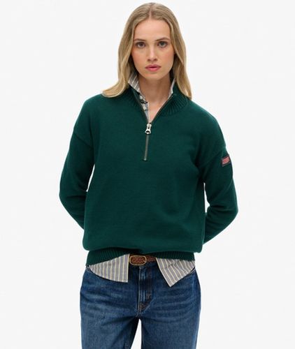 Damen Lockerer Strick-pullover mit Halbem Reißverschluss - Größe: 44 - Superdry - Modalova