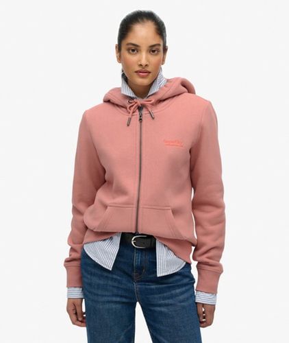Damen Baumwolle Gesticktes Logo Athletic Essentials Kapuzenpullover Mit Reißverschluss, - Größe: 38 - Superdry - Modalova