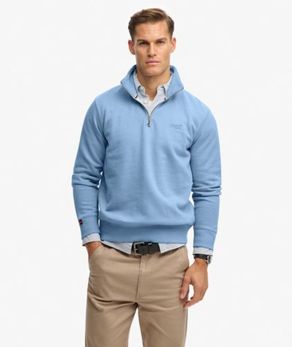 Herren Baumwolle Gesticktes Essential Logo Sweatshirt Mit Halbreißverschluss, , Größe: L - Superdry - Modalova