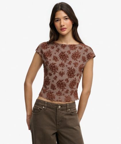 Damen Beflocktes Mesh-oberteil mit Kurzen Ärmeln - Größe: 34 - Superdry - Modalova