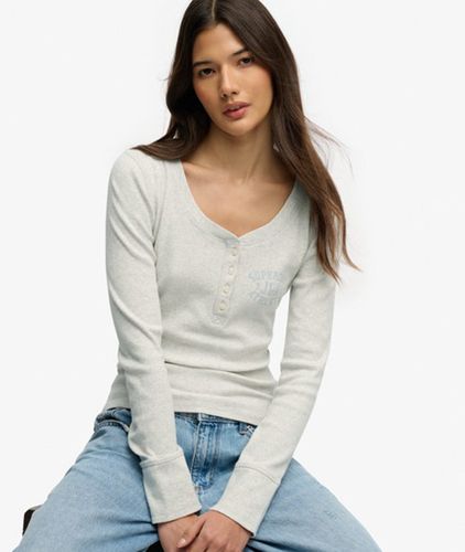 Damen Athletic Langarmshirt mit Knopfleiste - Größe: 36 - Superdry - Modalova