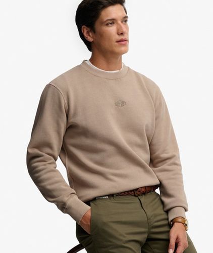 Herren Baumwolle Gesticktes Logo Micro Pullover Mit Rundhalsausschnitt, , Größe: XXL - Superdry - Modalova
