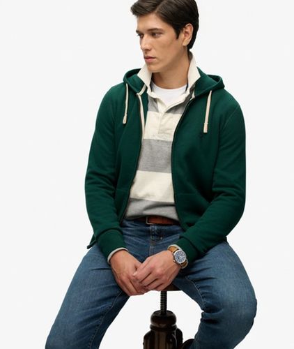 Herren Baumwolle Gesticktes Logo Monogram Kapuzenpullover Mit Reißverschluss, , Größe: S - Superdry - Modalova