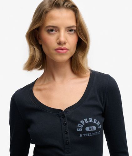 Damen Athletic Langarmshirt mit Knopfleiste - Größe: 42 - Superdry - Modalova