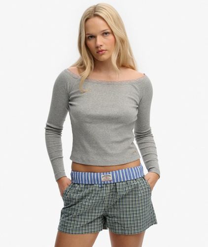 Damen Athletic Essentials Langarmshirt mit Spitze - Größe: 42 - Superdry - Modalova
