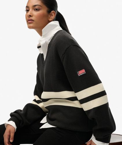 Damen OverGrößed Gestreifter V-ausschnitt Pullover - Größe: 36 - Superdry - Modalova