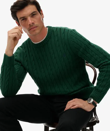 Herren Baumwoll-zopfmuster Rundhals-pullover - Größe: L - Superdry - Modalova