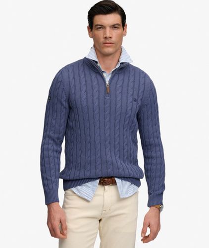 Herren Preppy Cable-pullover mit Halbreißverschluss und Schmaler Passform - Größe: S - Superdry - Modalova
