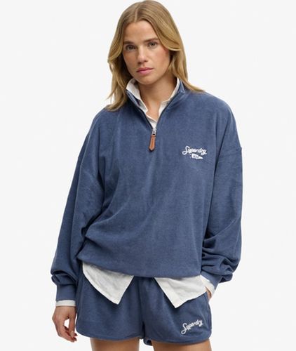 Damen Baumwolle Gesticktes Logo Heritage Terry Halbzip-Sweatshirt, , Größe: 36 - Superdry - Modalova