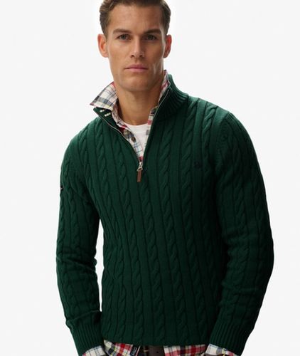 Herren Preppy Cable-pullover mit Halbreißverschluss und Schmaler Passform - Größe: M - Superdry - Modalova