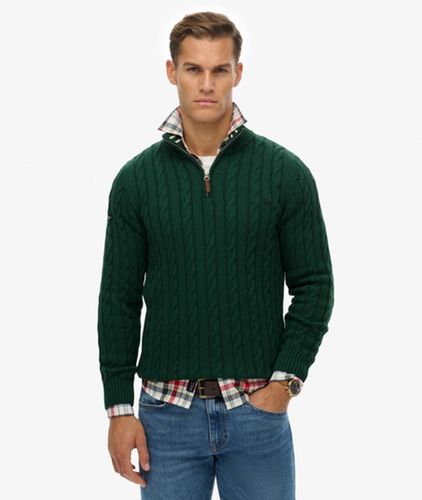 Herren Preppy Cable-pullover mit Halbreißverschluss und Schmaler Passform - Größe: L - Superdry - Modalova
