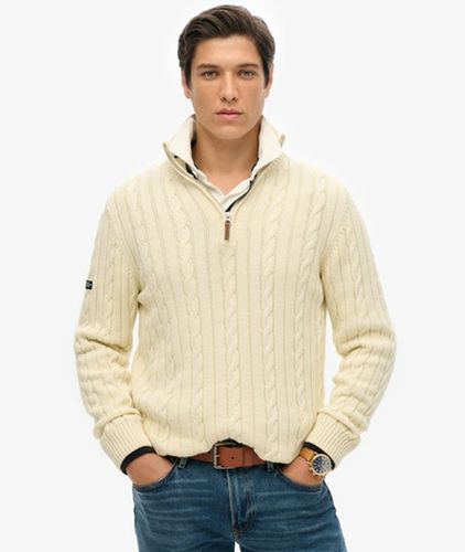 Herren Preppy Cable-pullover mit Halbreißverschluss und Schmaler Passform - Größe: XL - Superdry - Modalova