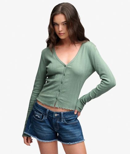 Damen Athletic Essential Pointelle Strickjacke - Größe: 44 - Superdry - Modalova