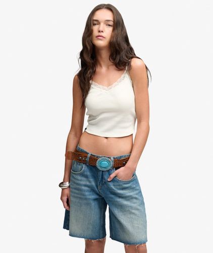 Damen Kurzes Basic-Trägertop mit Spitzenbesatz, , Größe: 6-8 - Superdry - Modalova