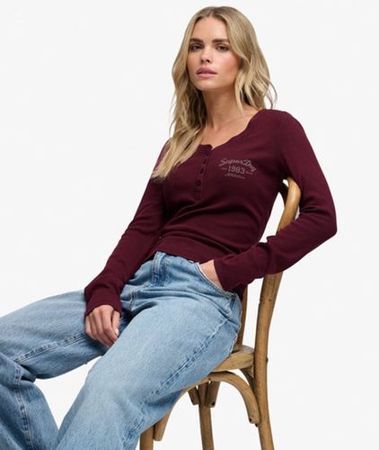 Damen Athletic Langarmshirt mit Knopfleiste - Größe: 36 - Superdry - Modalova