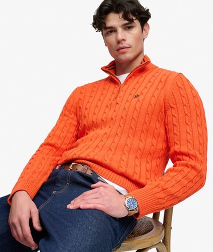 Herren Preppy Cable-pullover mit Halbreißverschluss und Schmaler Passform - Größe: M - Superdry - Modalova