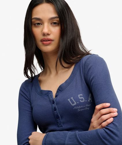 Damen Athletic Langarmshirt mit Knopfleiste - Größe: 44 - Superdry - Modalova