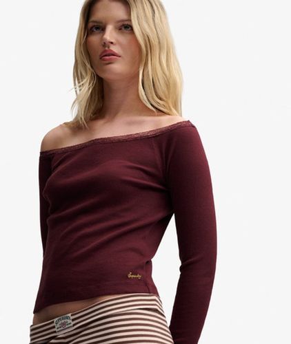 Damen Athletic Essentials Langarmshirt mit Spitze - Größe: 44 - Superdry - Modalova