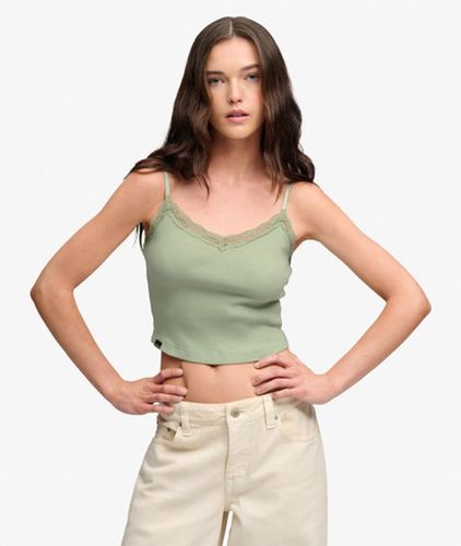 Damen Essential Crop-top mit Spitzenbesatz - Größe: 44 - Superdry - Modalova