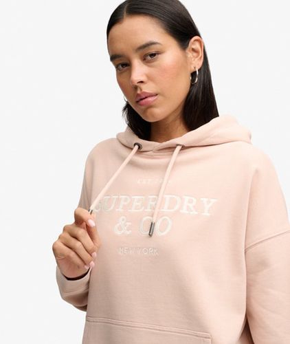 Damen Baumwolle Gestickter Luxe Casual Kapuzenpullover in Lockerer Passform, , Größe: 44 - Superdry - Modalova