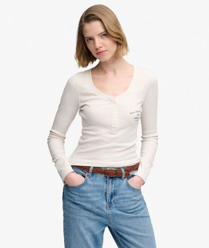 Damen Athletic Langarmshirt mit Knopfleiste - Größe: 36 - Superdry - Modalova