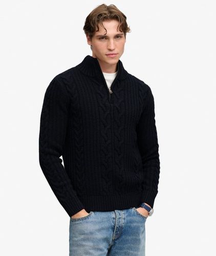 Herren Jacob Cable Strickpullover mit Reißverschluss - Größe: S - Superdry - Modalova