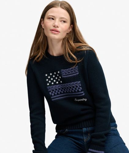 Damen Statement Cable Flag Strickpullover Lockere Passform - Größe: 42 - Superdry - Modalova