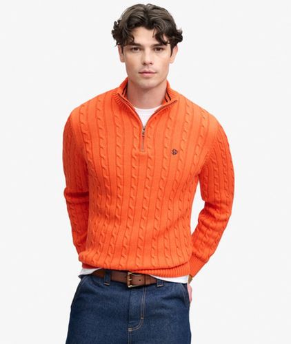 Herren Preppy Cable-pullover mit Halbreißverschluss und Schmaler Passform - Größe: L - Superdry - Modalova