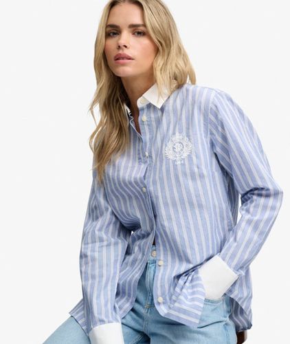 Damen Poplin Langarmhemd mit Streifenmanschetten - Größe: 44 - Superdry - Modalova