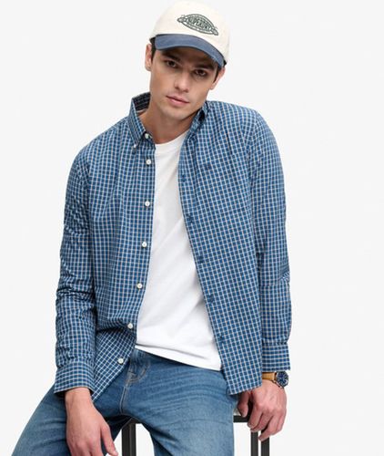 Herren Preppy Poplin Langarmhemd - Größe: L - Superdry - Modalova