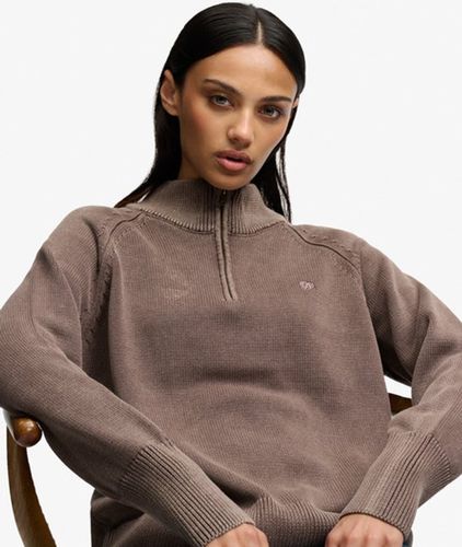 Damen Washed Classic Half Zip Pullover Lockere Passform - Größe: 42 - Superdry - Modalova