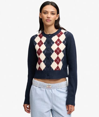Damen Argyle Strickjacke - Größe: 36 - Superdry - Modalova