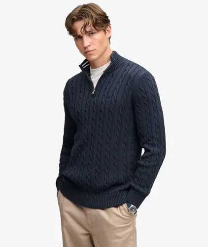 Herren Preppy Cable-pullover mit Halbreißverschluss und Schmaler Passform - Größe: S - Superdry - Modalova
