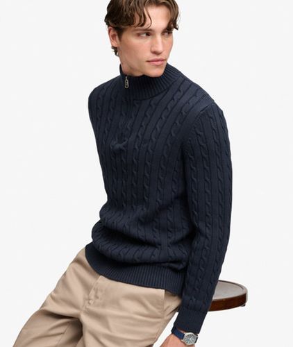 Herren Preppy Cable-pullover mit Halbreißverschluss und Schmaler Passform - Größe: Xxl - Superdry - Modalova