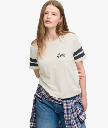 Damen Varsity Script Stripe T-shirt Lockere Passform - Größe: 44 - Superdry - Modalova