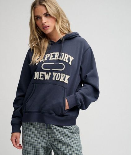 Damen Baumwolle Gestickter Athletic Essential Applique Crop-Kapuzenpullover, , Größe: 44 - Superdry - Modalova