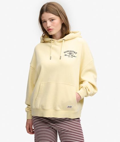Damen Baumwolle Gesticktes Logo Luxe Casual Kapuzenpullover Mit Lockerer Passform, , Größe: 36 - Superdry - Modalova
