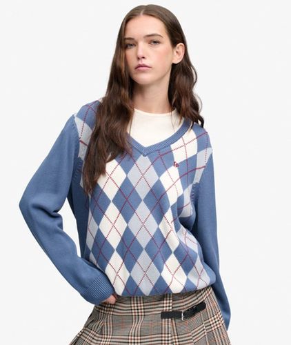 Damen Argyle-pullover mit V-ausschnitt Lockere Passform - Größe: 42 - Superdry - Modalova