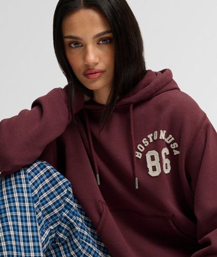 Damen Baumwolle Gestickter Athletic Essential Applique Crop-Kapuzenpullover, , Größe: 40 - Superdry - Modalova